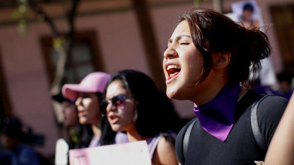 People take part in a protest demanding justice after the death of Ariadna Fernanda Lopez, a 27-year-old woman who was found dead on a highway in Morelos state, in Mexico City, Mexico November 7, 2022.