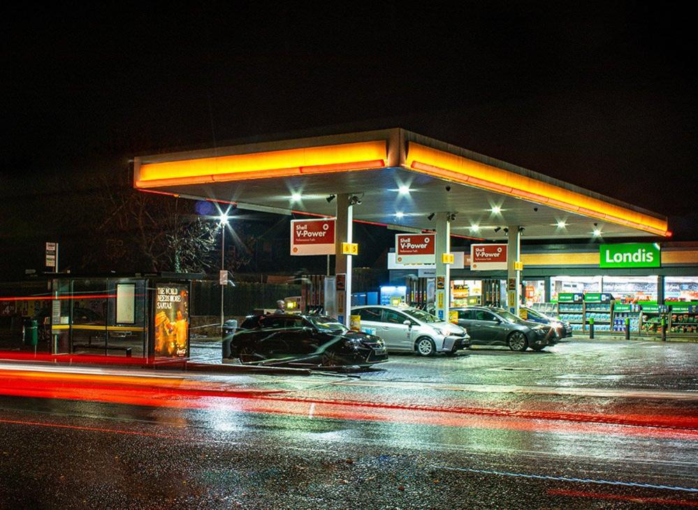 Cars at a petrol station