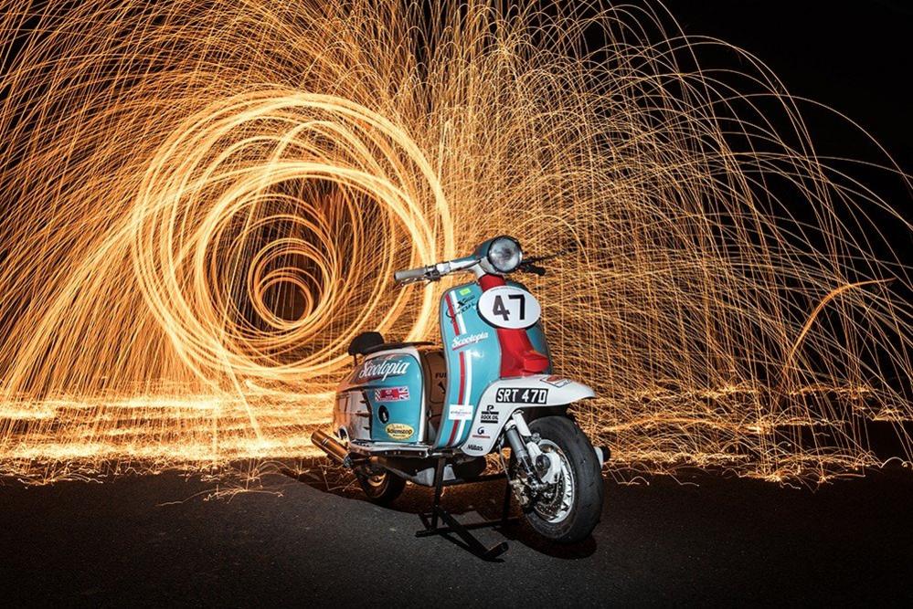 Moped and light effect