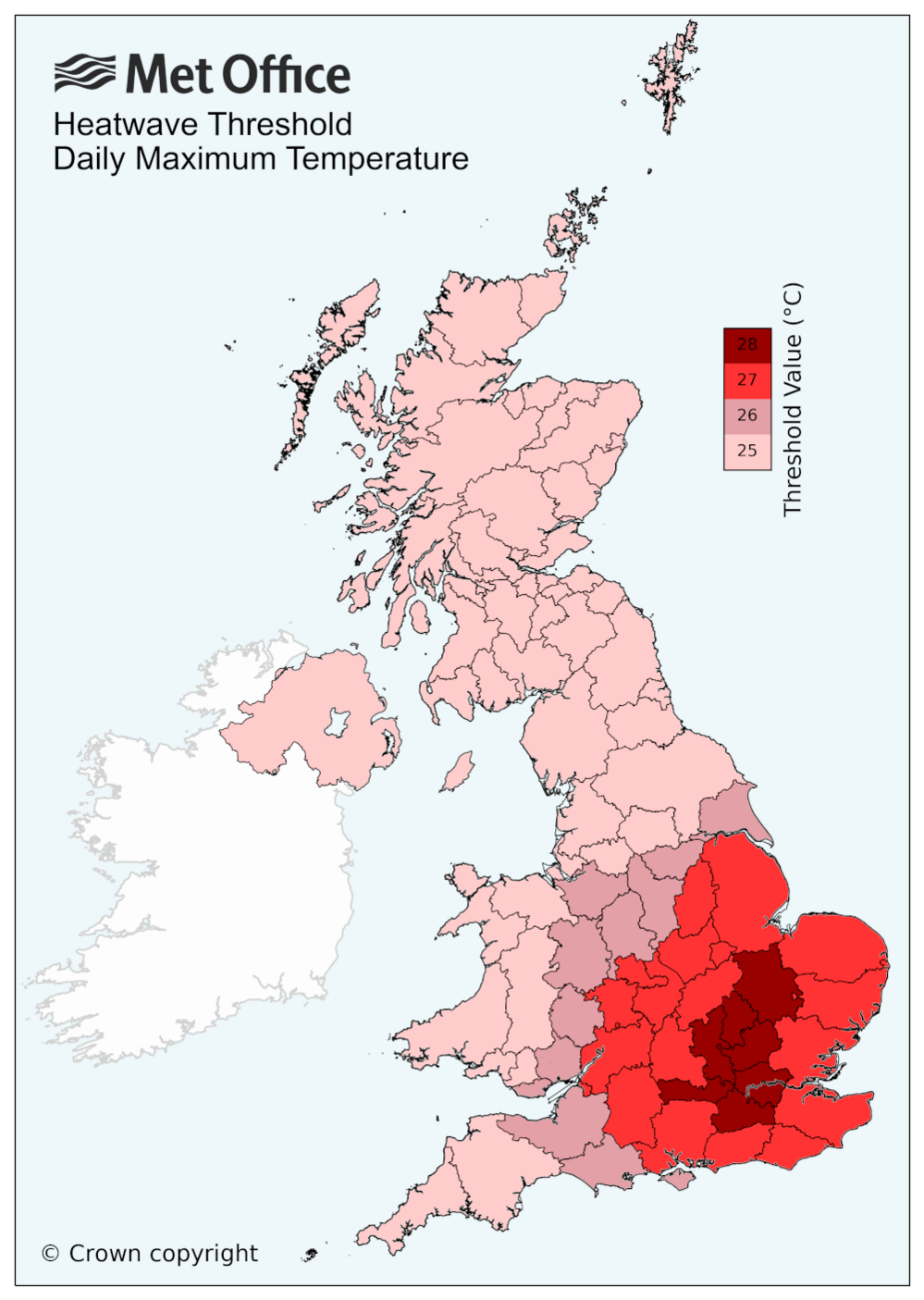 Heatwave: Temperature threshold map.