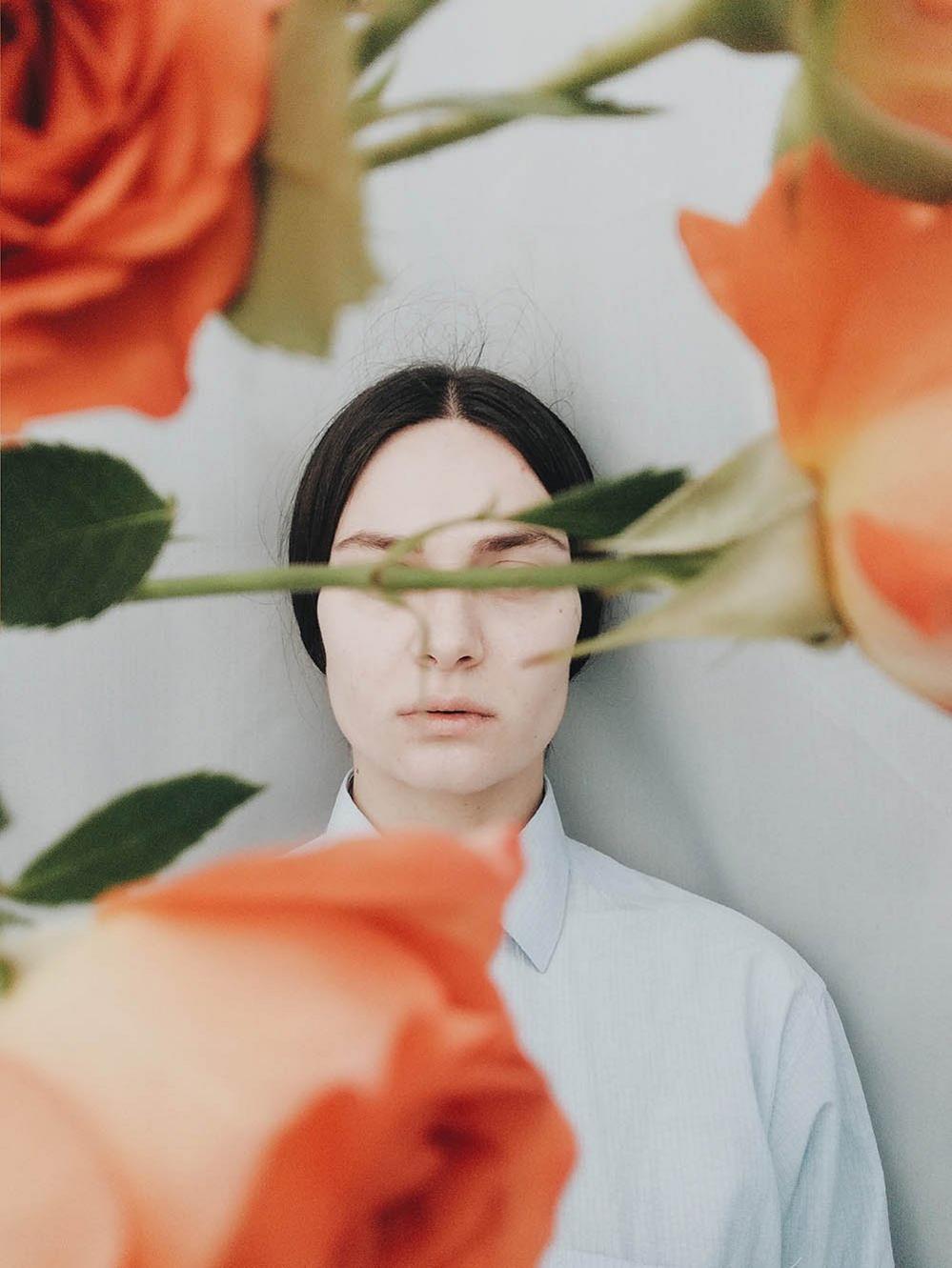 Woman with flowers