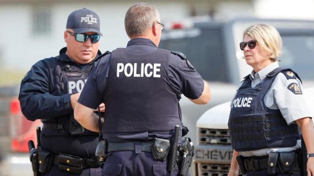 Royal Canadian Mounted Police (RCMP) officers at James Smith Cree Nation