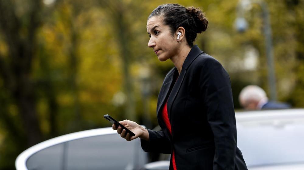 Dutch state secretary for benefits Nora Achahbar arrives at the Catshuis for the weekly council of ministers in the Hague, the Netherlands, 15 November 2024