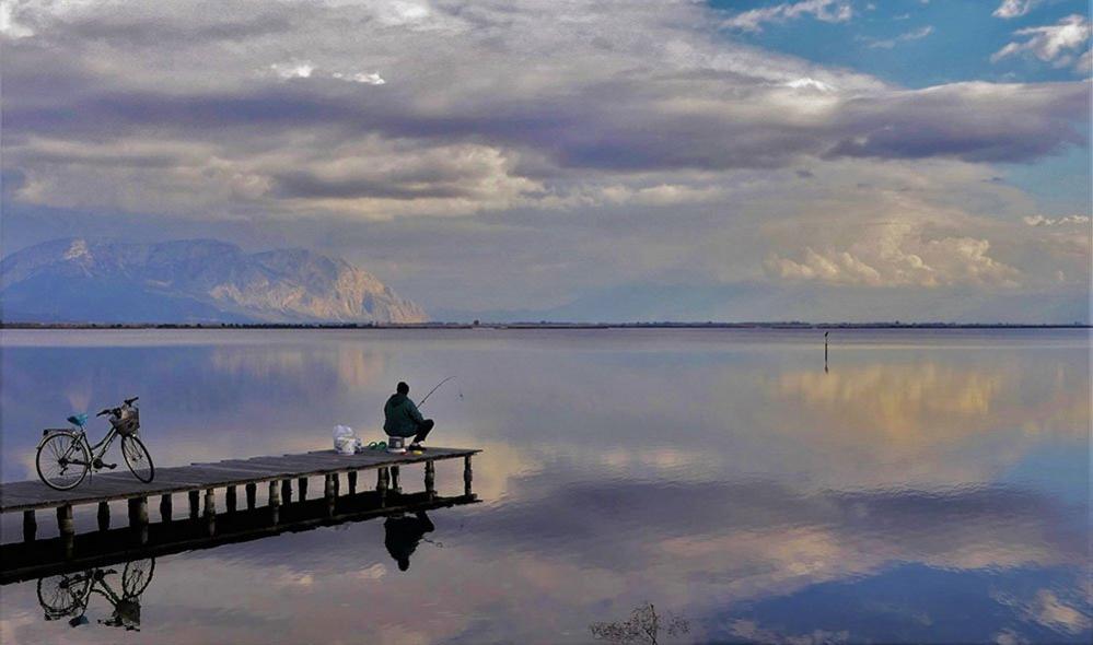 A fisherman at the lagoon of Messolonghi