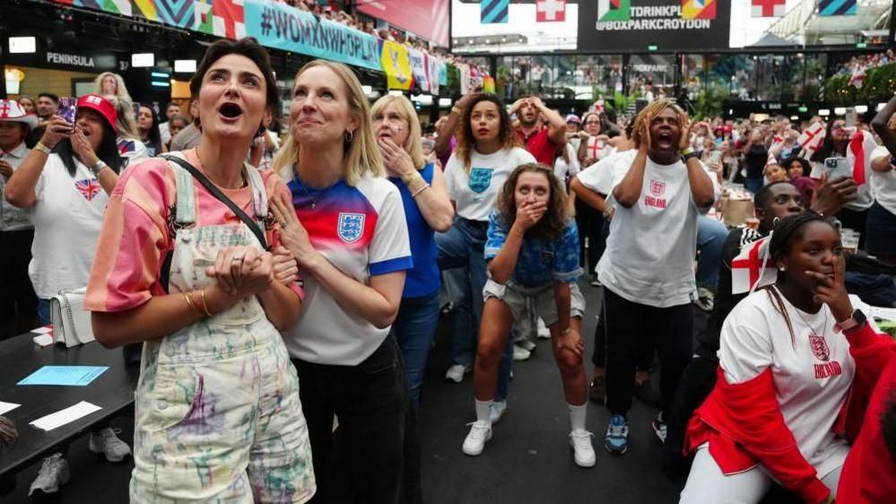 England fans watching the final at Croydon Boxpark 