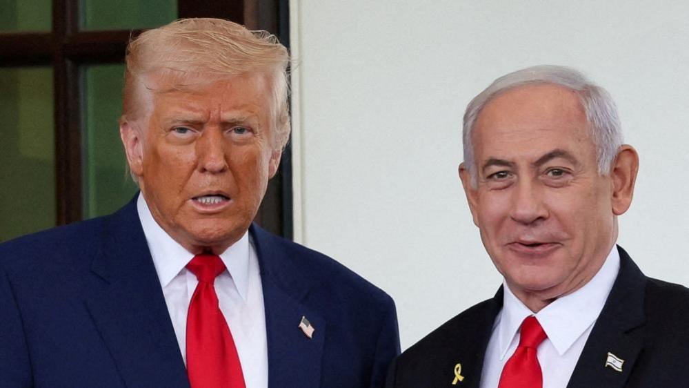 US President Donald Trump welcomes Israeli Prime Minister Benjamin Netanyahu to the White House in Washington, D.C., U.S., April 7, 2025