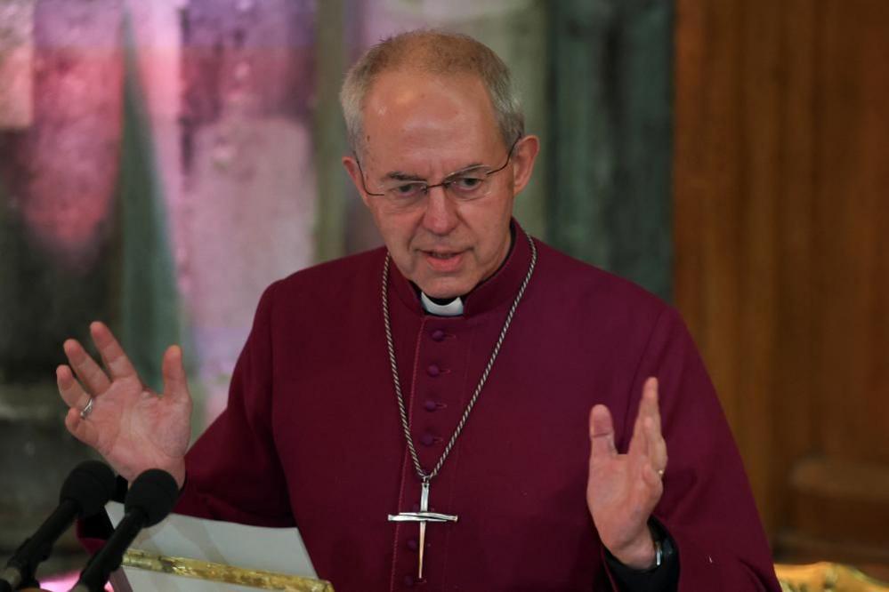 The Archbishop of Canterbury Justin Welby speaks during the annual Lord Mayor's Banquet at Guildhall, in London, Britain November 13, 2023