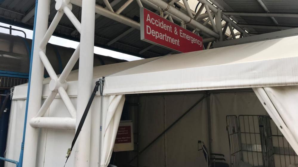 Entrance area to accident and emergency department at Kettering General Hospital