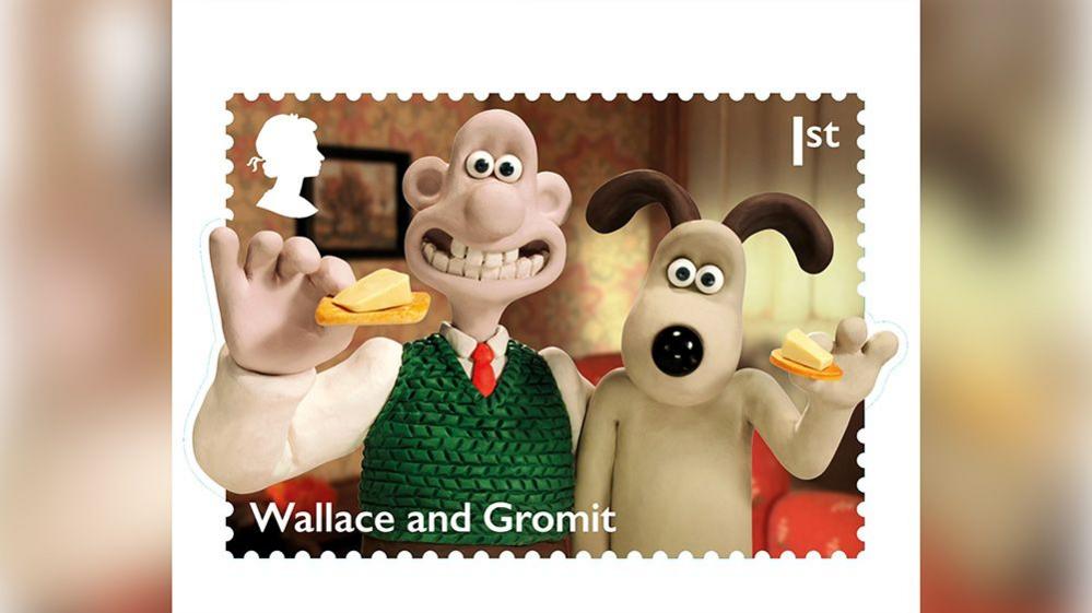 wallace and gromit on stamp