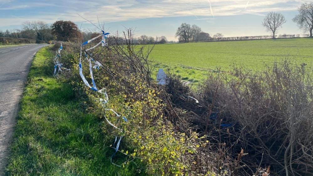 An empty ditch next to the A617 heading away from Kirklington.