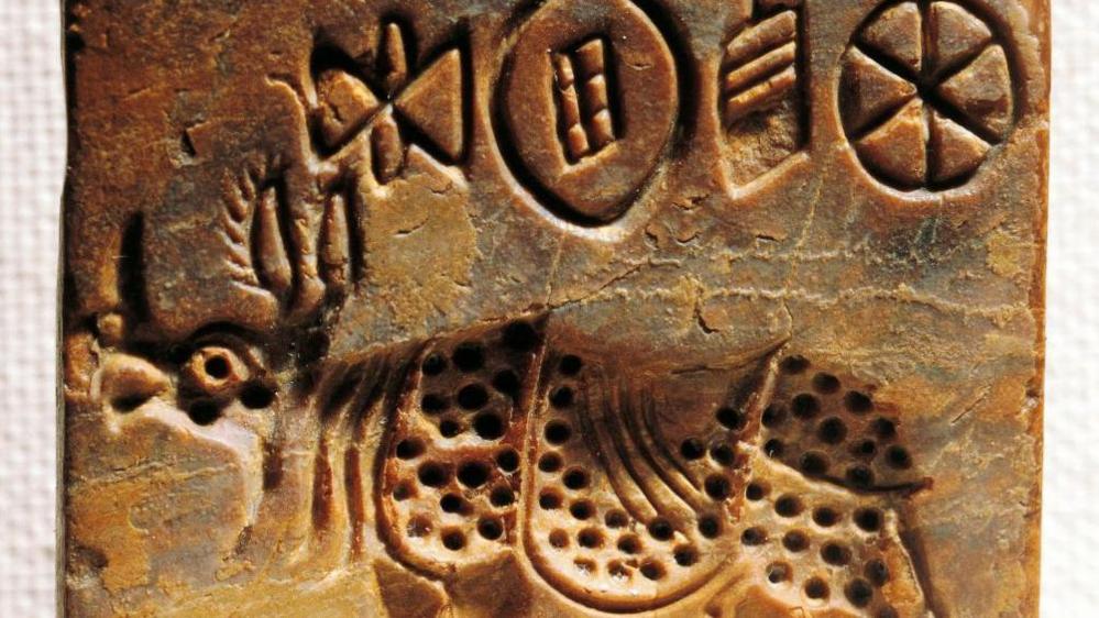 UNSPECIFIED - CIRCA 1988: Pakistan, Mohenjo-daro, Steatite seal depicting an Indian rhinoceros. (Photo By DEA / A. DAGLI ORTI/De Agostini via Getty Images)