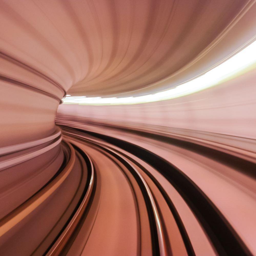 Blurred lines created by a long exposure photograph in a tunnel