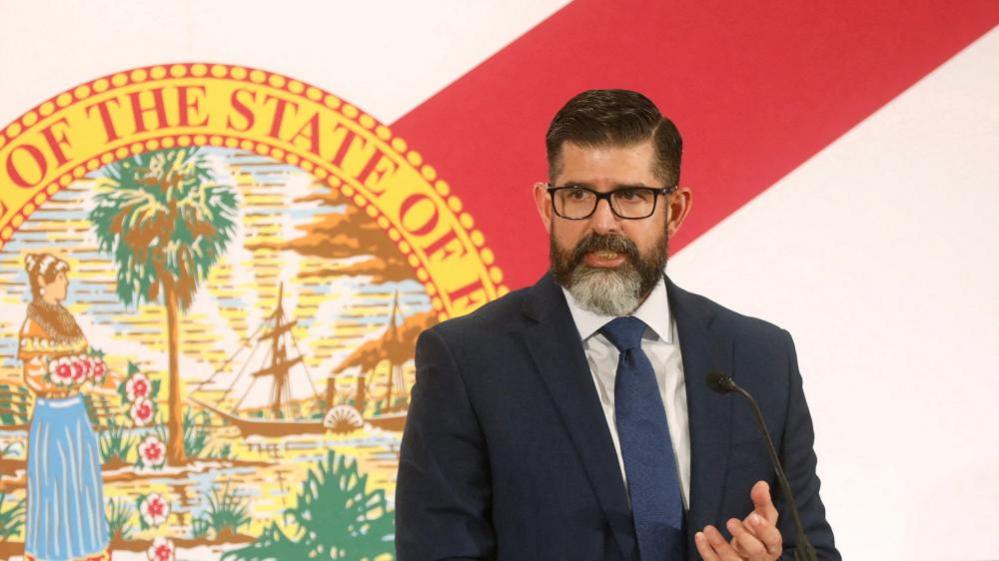 Florida Education Commissioner Manny Diaz Jr. speaks during a press conference