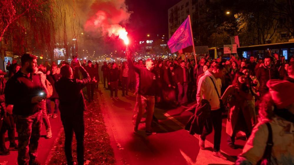 Students protest in the city of Novi Sad, Serbia. Photo: 28 January 2025