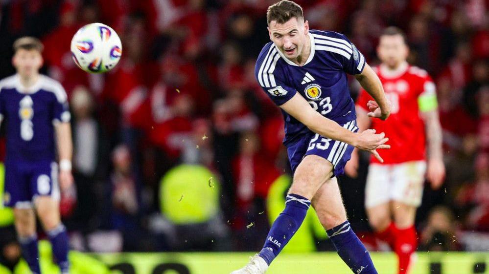 Kenny McLean lets fly with an incredible long-range goal against Denmark