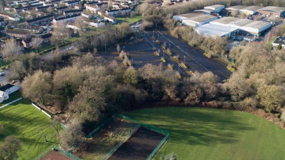 Aerial view of Former Park and Ride Groundwell Industrial Estate in Swindon where car park will be built