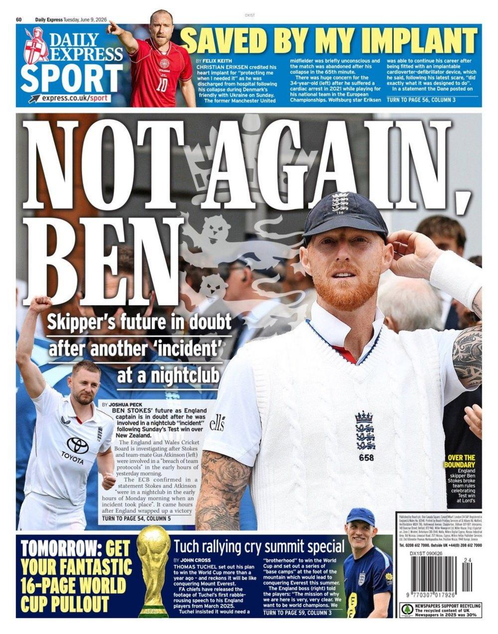 Daily Express back page