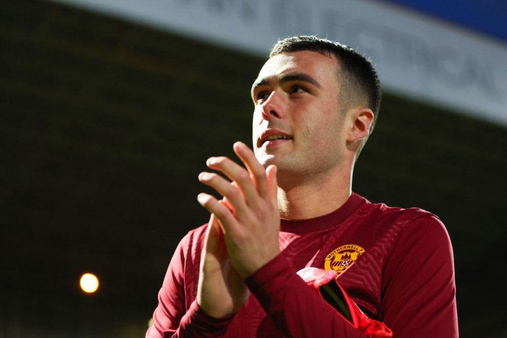 Motherwell's Lennon Miller celebrates his side's 3-0 win following a William Hill Premiership match between Motherwell and Kilmarnock at Fir Park