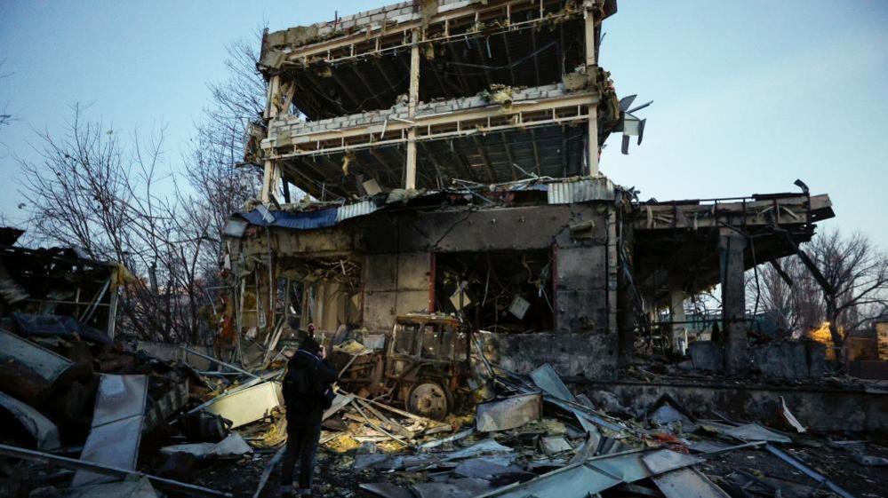 A destroyed building Kyiv