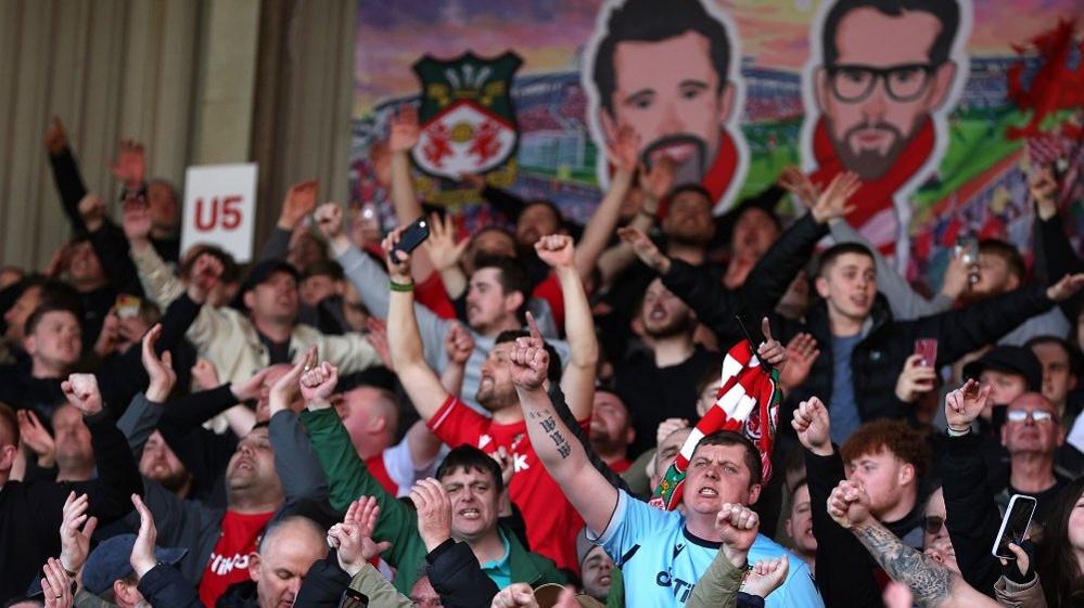 Wrexham supporters at the Racecourse