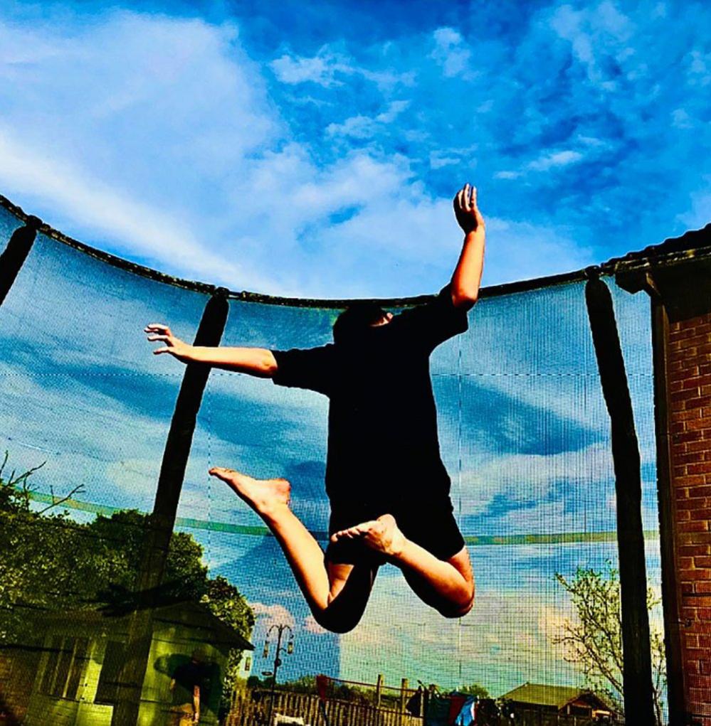 Boy on trampoline