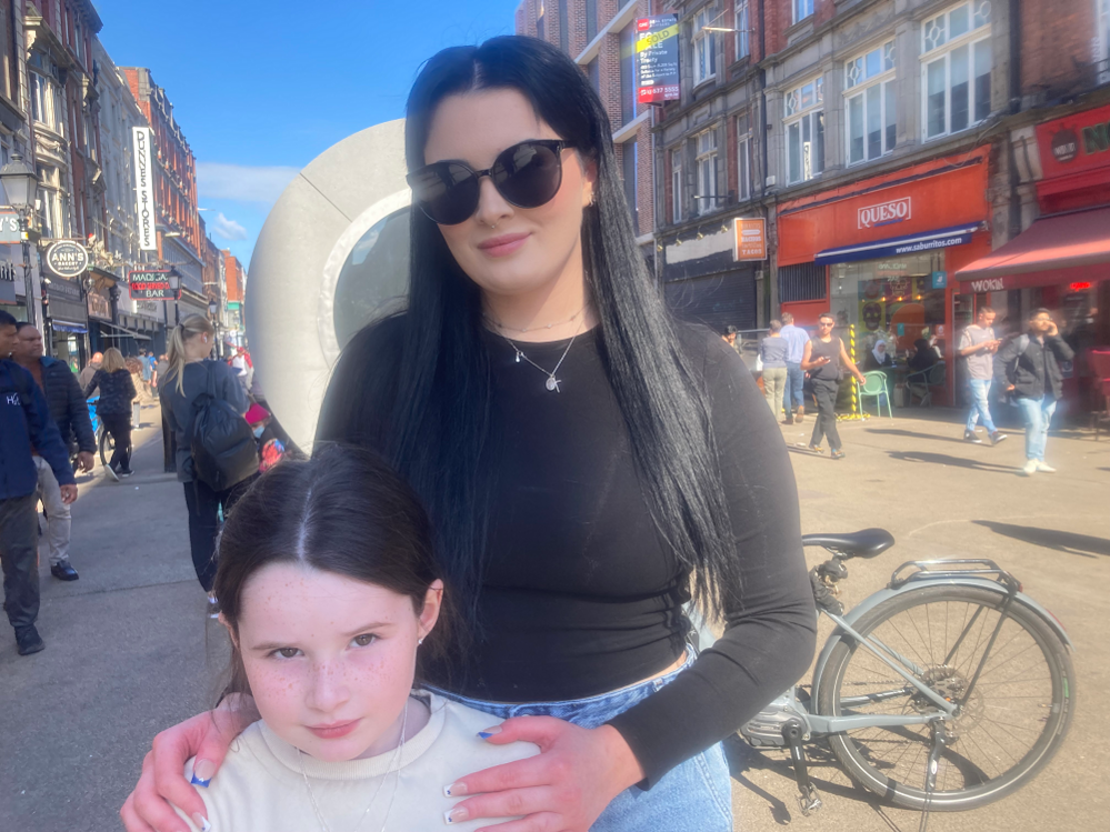 Lucy Sky Moore O’Gorman with her sister