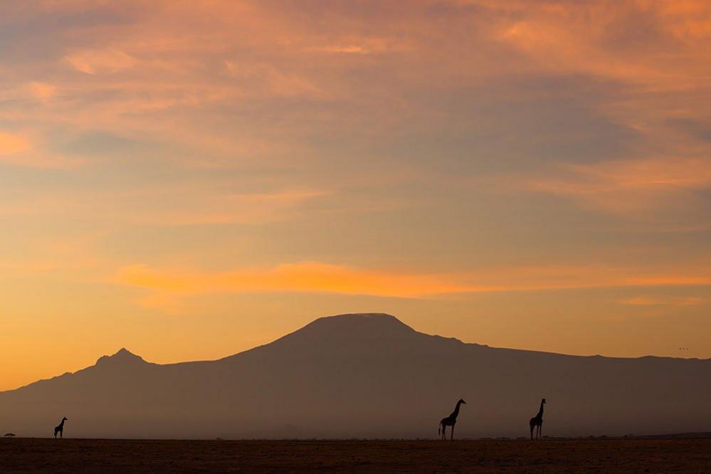 Golden sunrise behind mountains