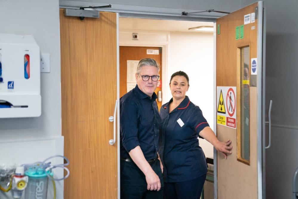 abour Party leader Sir Keir Starmer meets staff at Bassetlaw Hospital in Nottinghamshire to discuss Labour’s plan to reduce NHS waiting lists