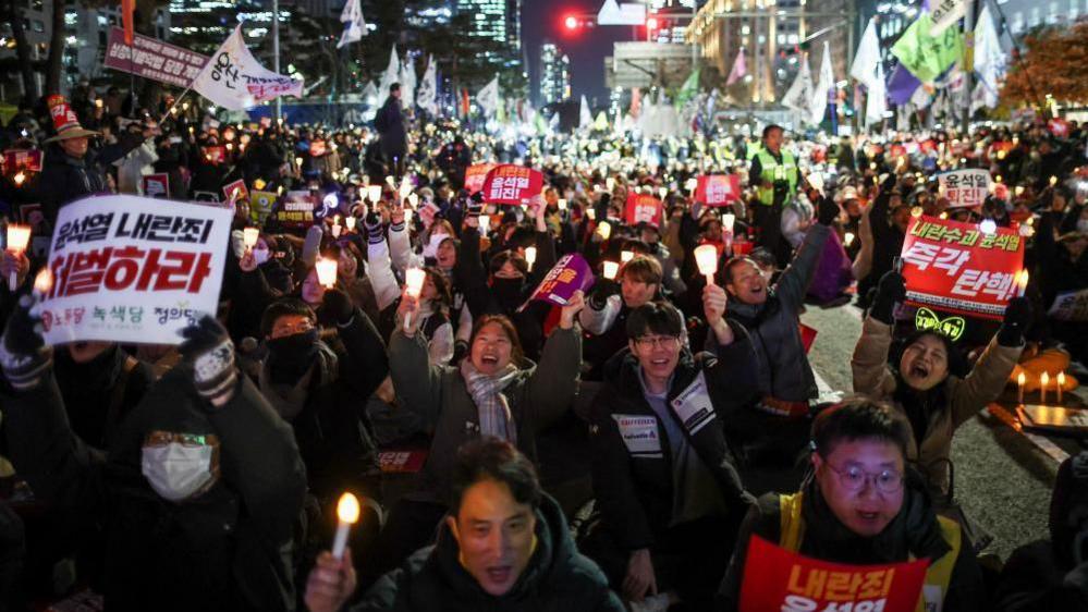 Protesters in Seoul, South Korea