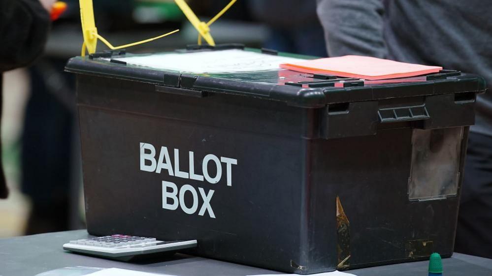 Generic picture of ballot box and calculator