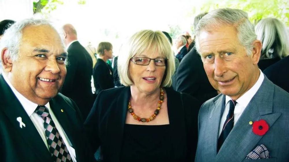 Tom Calma, left, pictured with King Charles on one of his visits to Australia