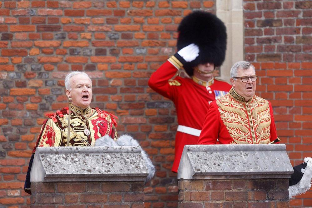 Garter Principal King of Arms, David Vines White, reads the Principal Proclamation