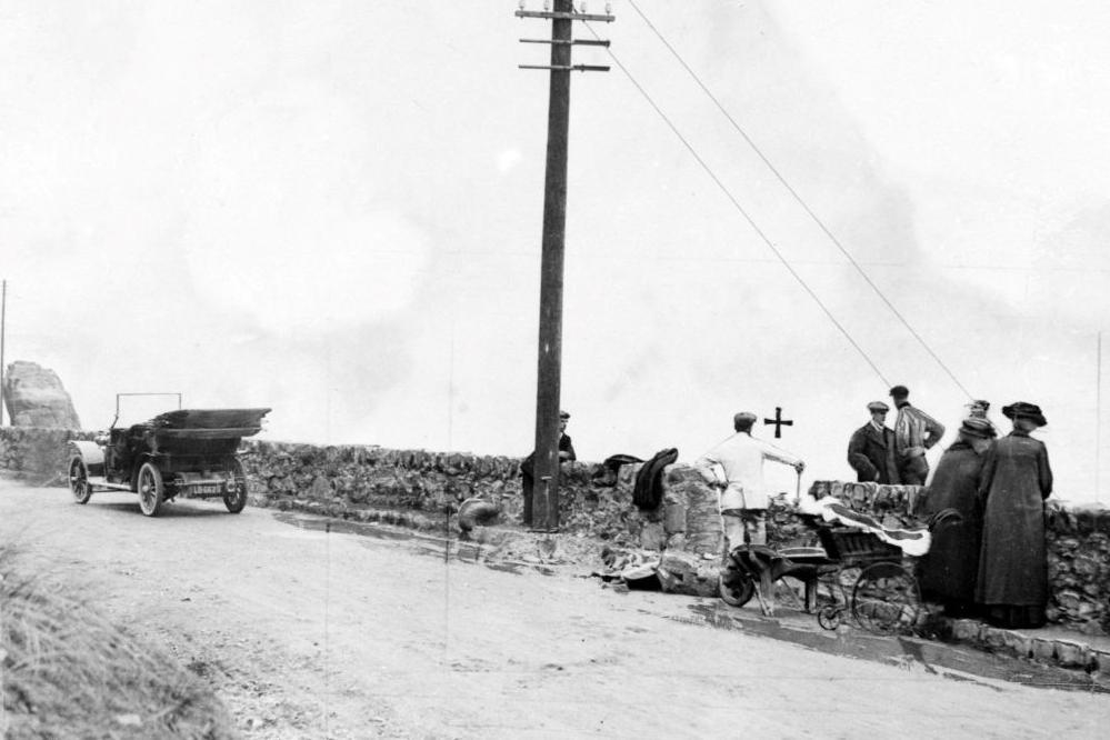 Scene of faked accident in 1909