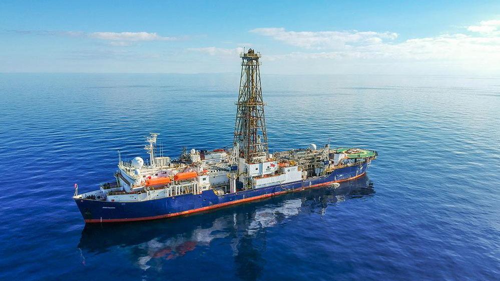 ocean drilling vessel in the sea. 