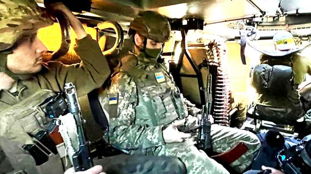 Ukrainian soldiers in the Donbas region