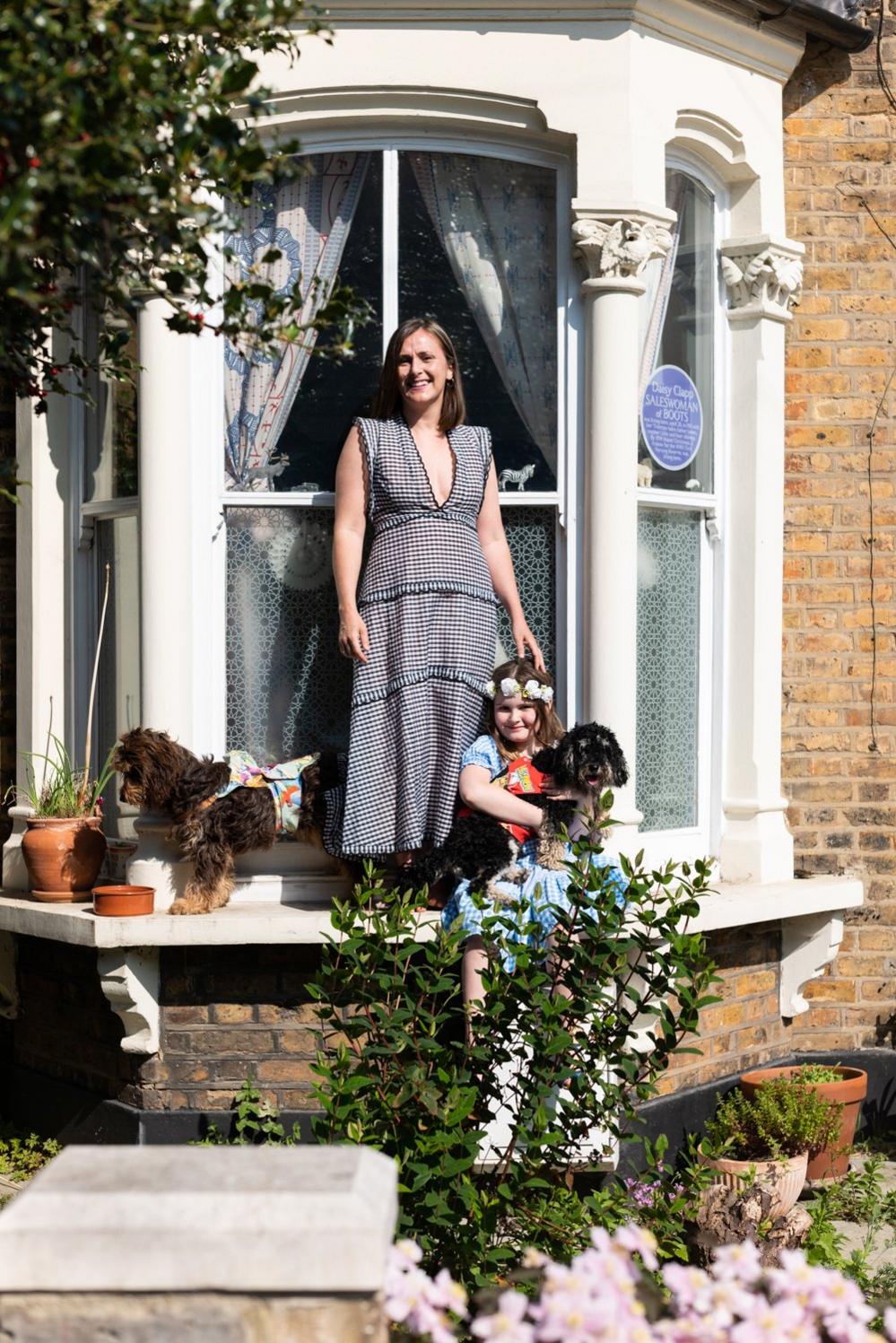 Jade and Esme with dogs, Winnifred and Rogan