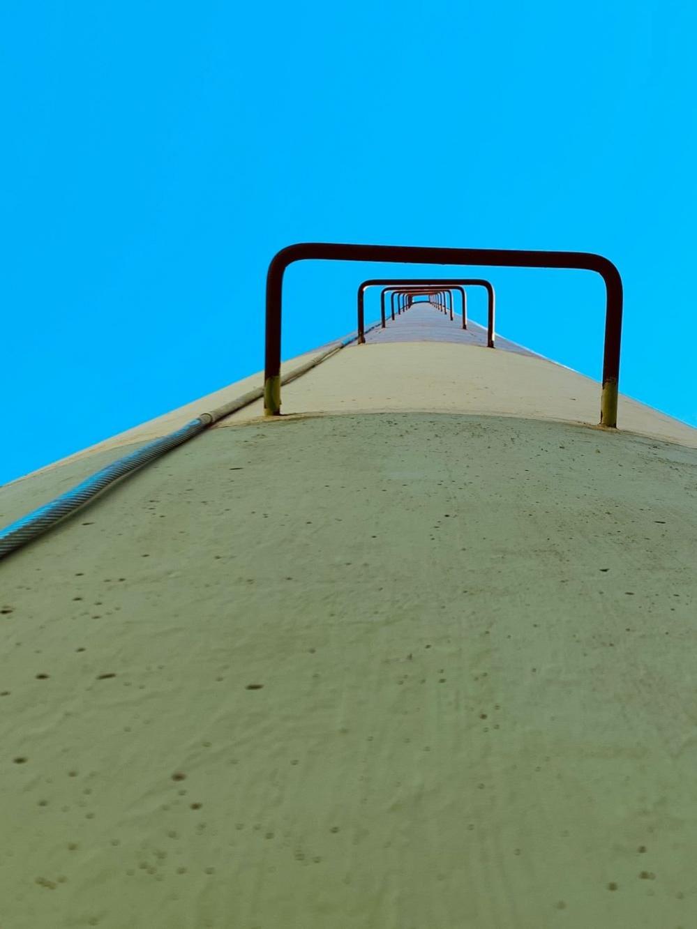 Metal handholds up a chimney