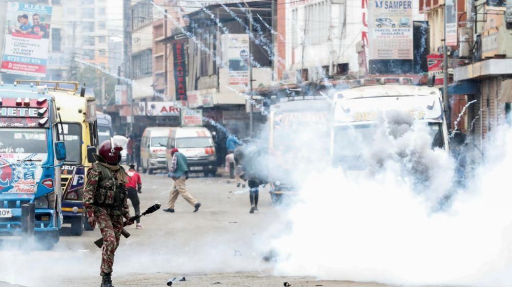 Police fire tear gas towards pro-reform protesters during an anti-government demonstration over what organisers say are tax hikes, bad governance, constitutional violations, extra-judicial killings and cost of living, in Nairobi, Kenya, August 8, 2024