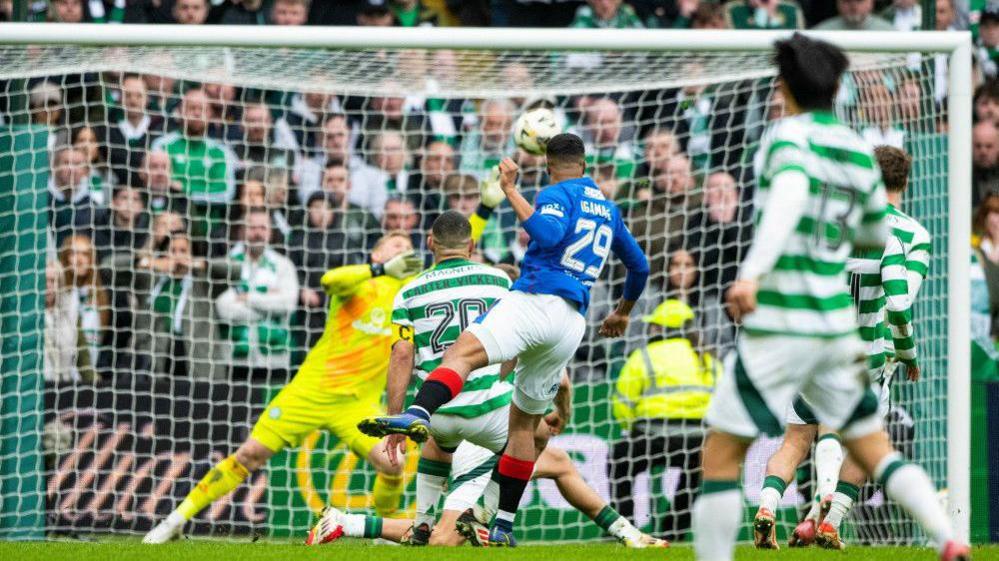 Hamza Igamane scores for Rangers against Celtic in 2025