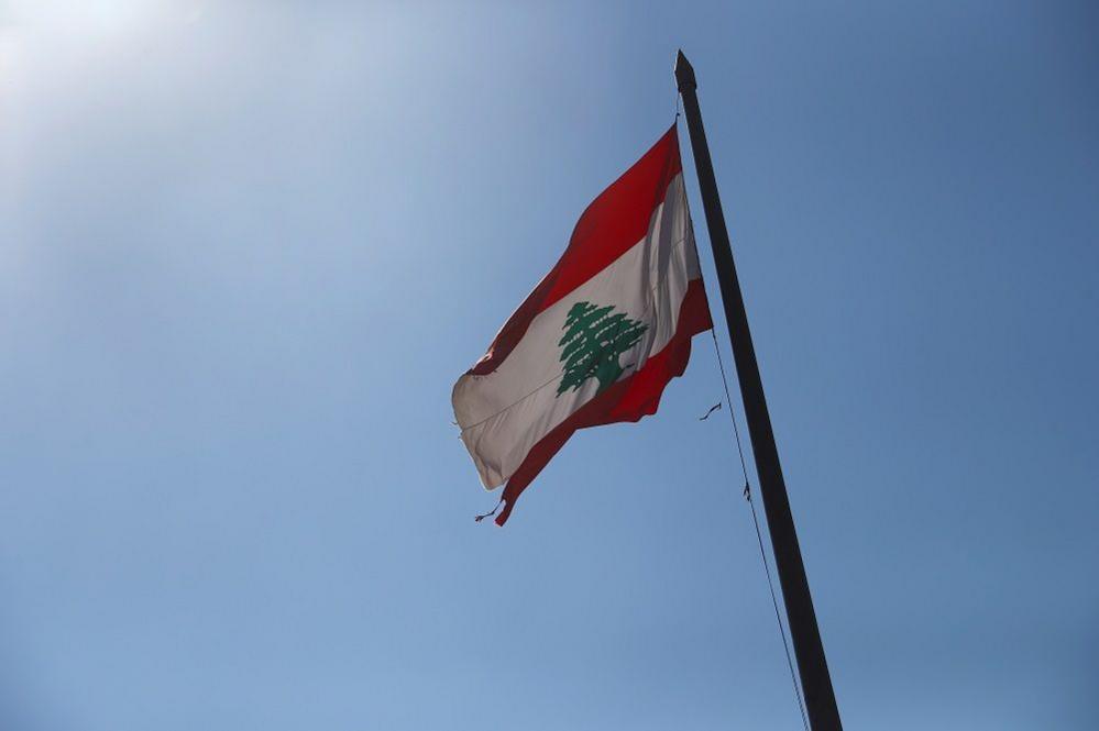 Lebanese flag flying in the sun