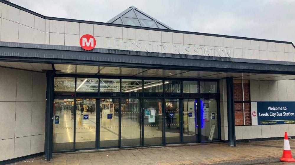 The entrance on Dyer Street to Leeds city bus station 