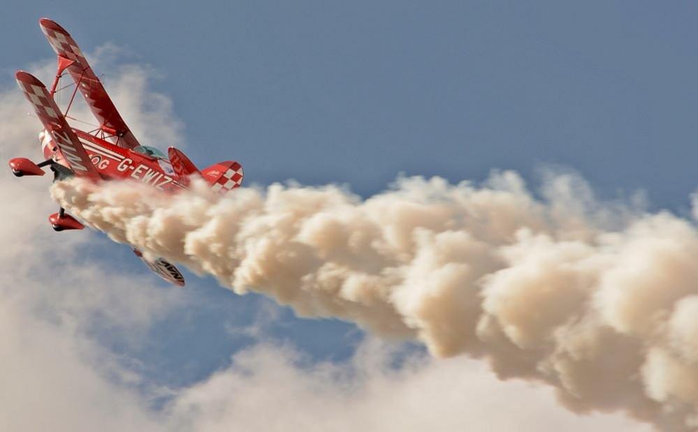 A biplane in flight