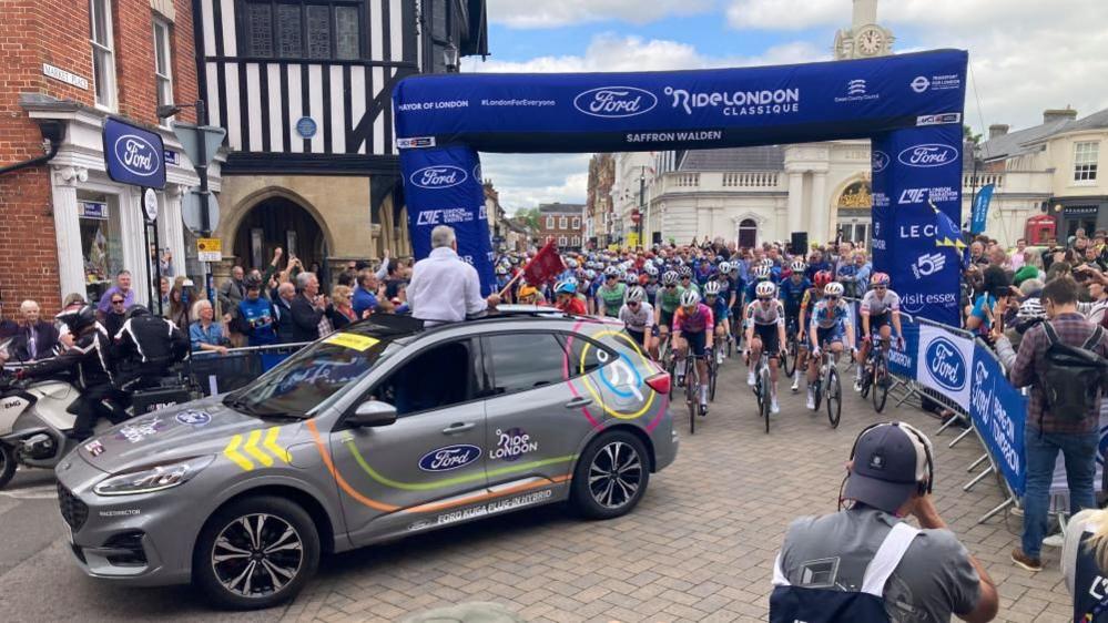 Riders on Market Street, Saffron Walden, Essex, England, CB10 1, GBR