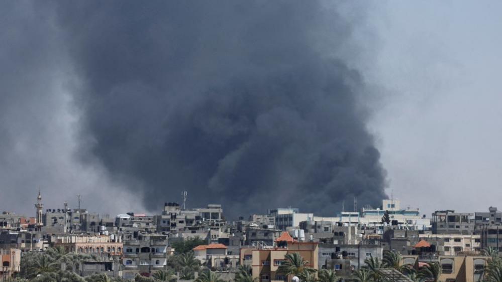 Smoke rises over Rafah