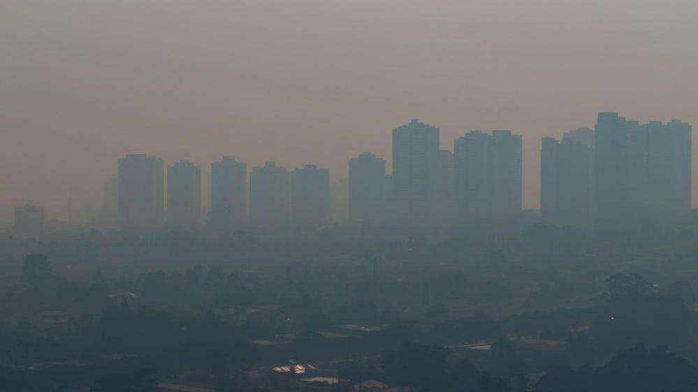 A drone view shows heavy smoke from fires at the vegetation in Ribeirao Preto, Brazil, August 24, 2024. REUTERS