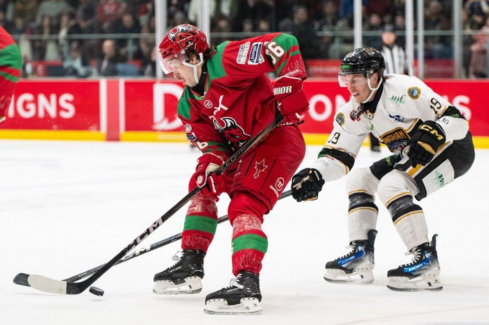 Cardiff Devils' Cole Sandford in action against Nottingham Panthers 