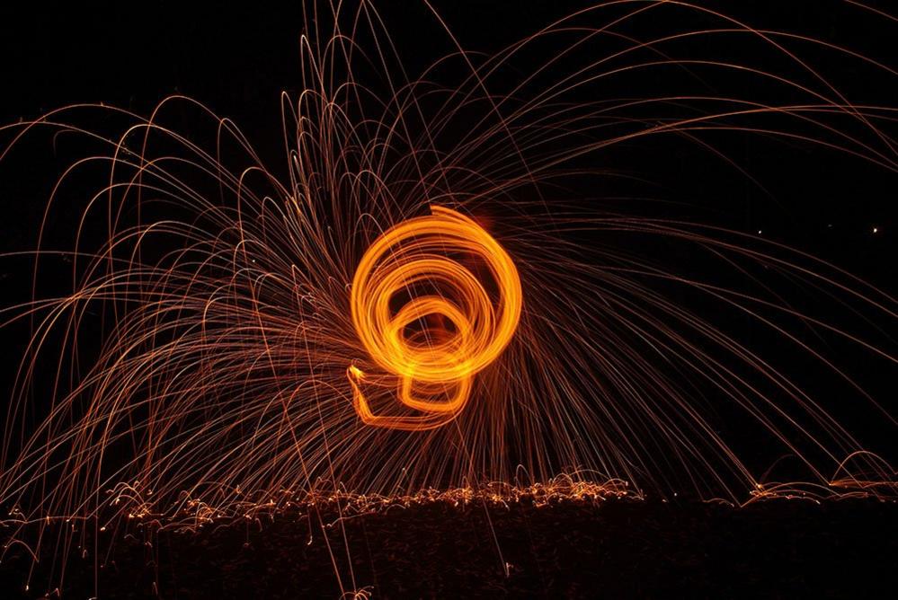 Light circles made with fireworks