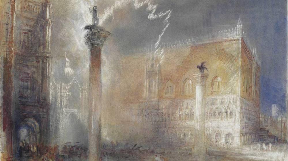 JMW Turner, The Piazetta, featuring buildings and tall columns