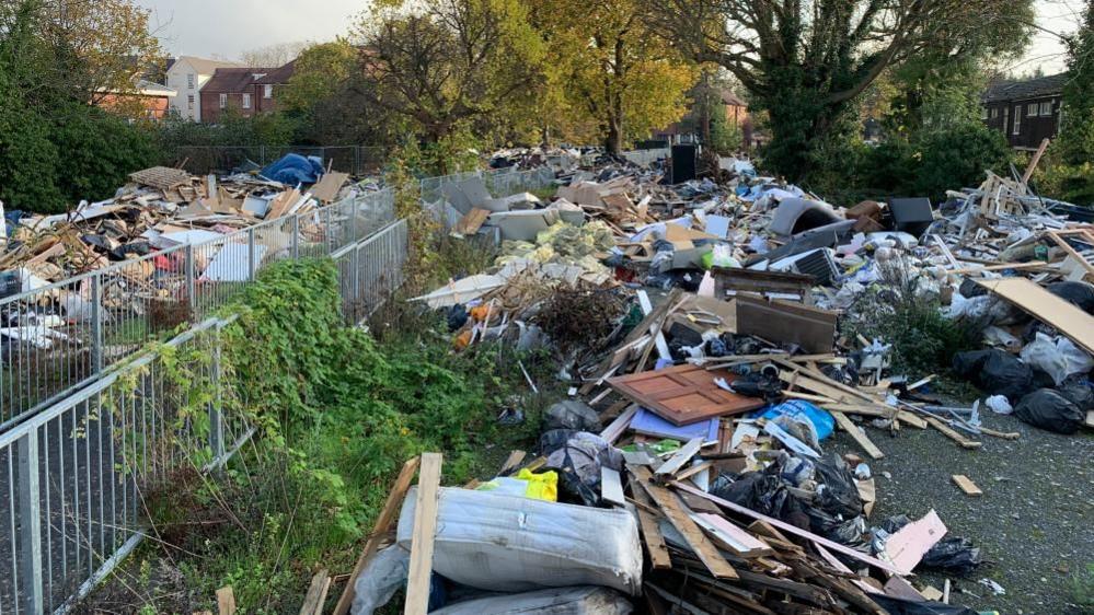 Huge mound of dumped waste