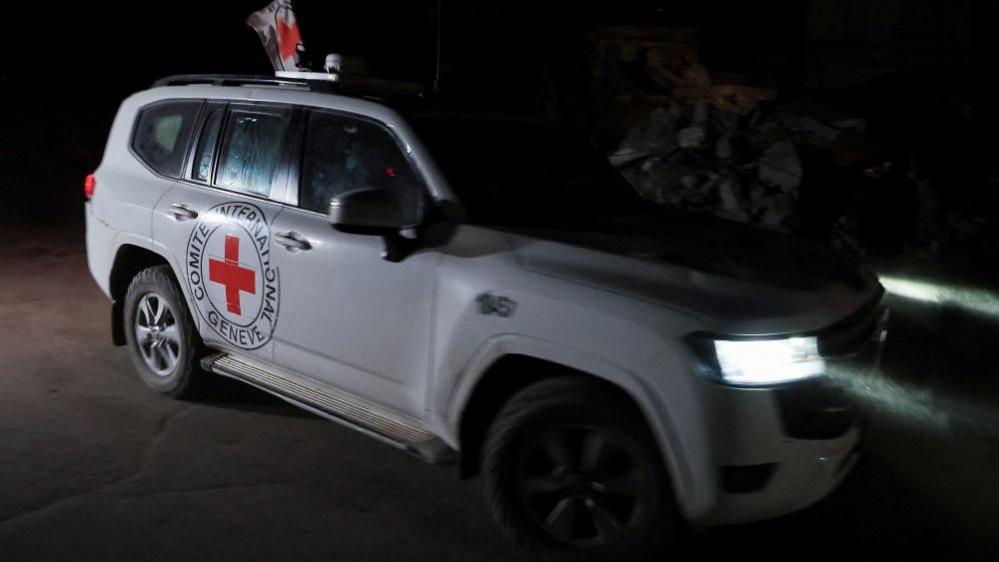 A Red Cross vehicle in Gaza City. Photo: 15 October 2025